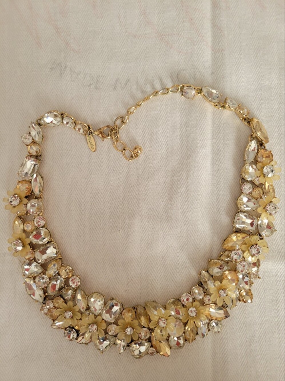 Natasha Elegant Gold Floral Crystal Statement Necklace